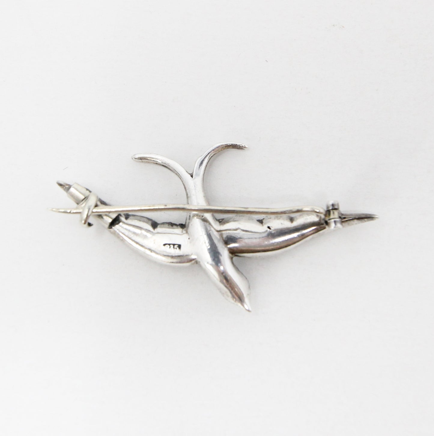 Antique Victorian Hallmarked Solid Silver Swallow Bird Glass Paste Sweetheart Brooch