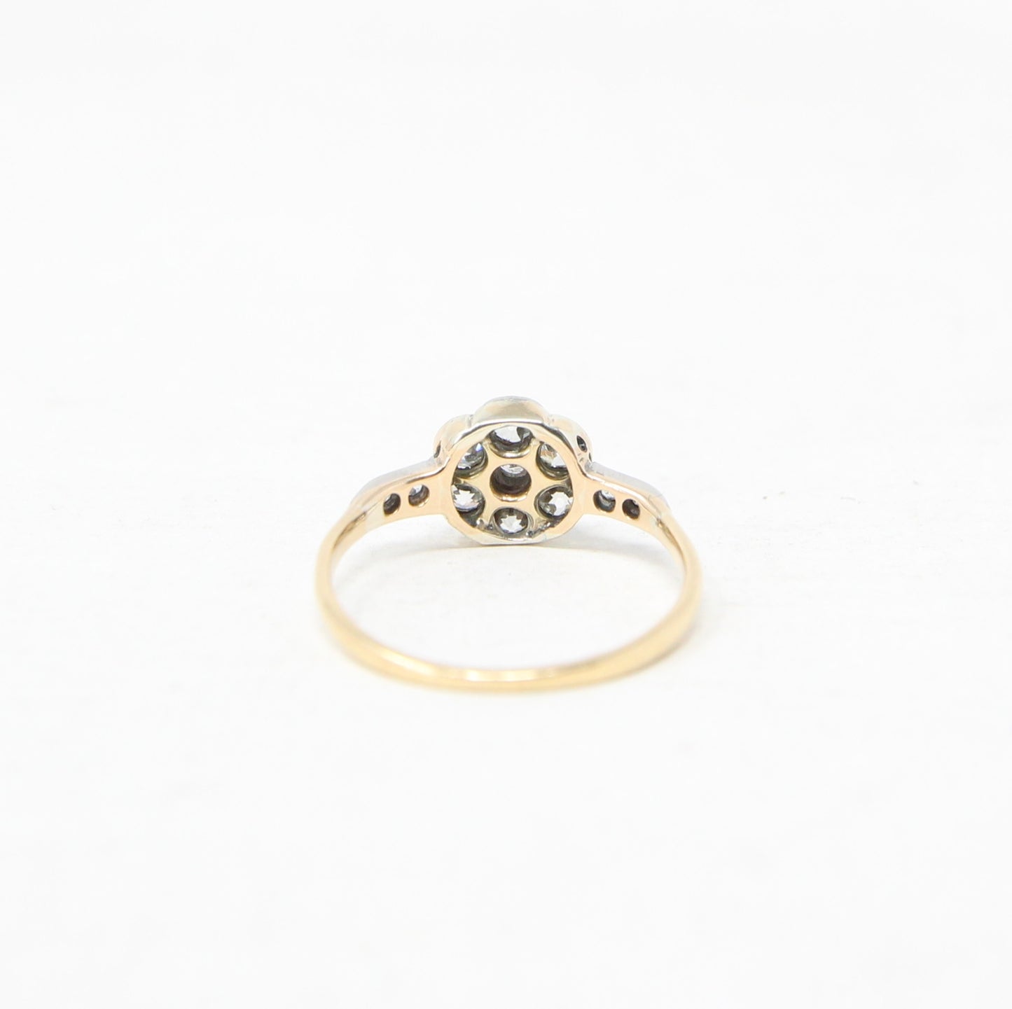 Antique Victorian Solid 18ct 18k Gold Platinum 0.5Ct Old Cut Diamond Daisy Flower Ring Size L