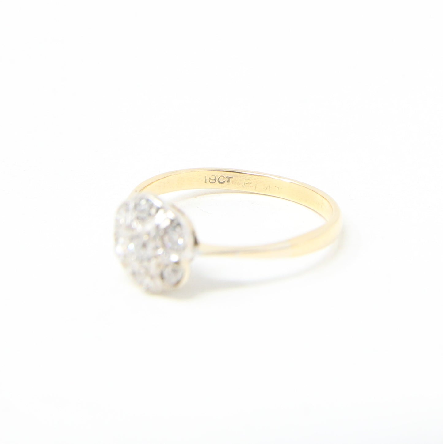 Antique Edwardian Hallmarked Solid 18ct 18k Gold Old Cut Diamond Star Daisy Ring Size Q