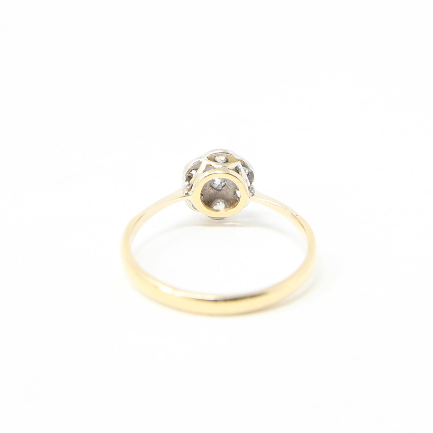 Antique Edwardian Hallmarked Solid 18ct 18k Gold Old Cut Diamond Star Daisy Ring Size Q