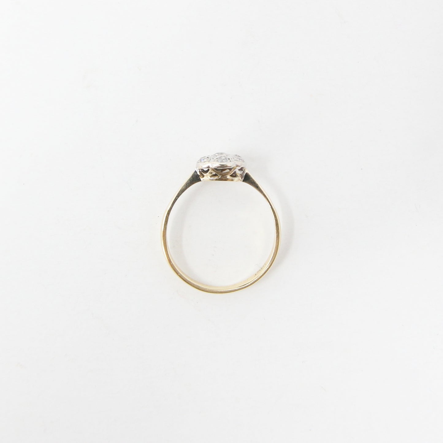 Antique Edwardian Hallmarked Solid 18ct 18k Gold Old Cut Diamond Star Daisy Ring Size Q