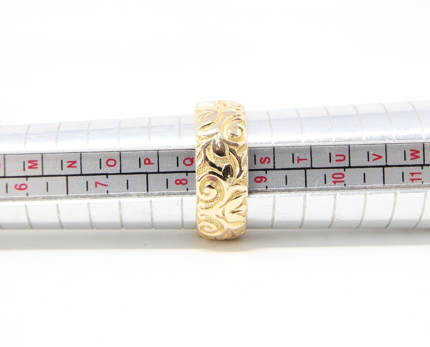 Antique 1899 Hallmarked Solid 18ct 18k Gold Tulip Floral Engraved Wedding Ring Band Size Q