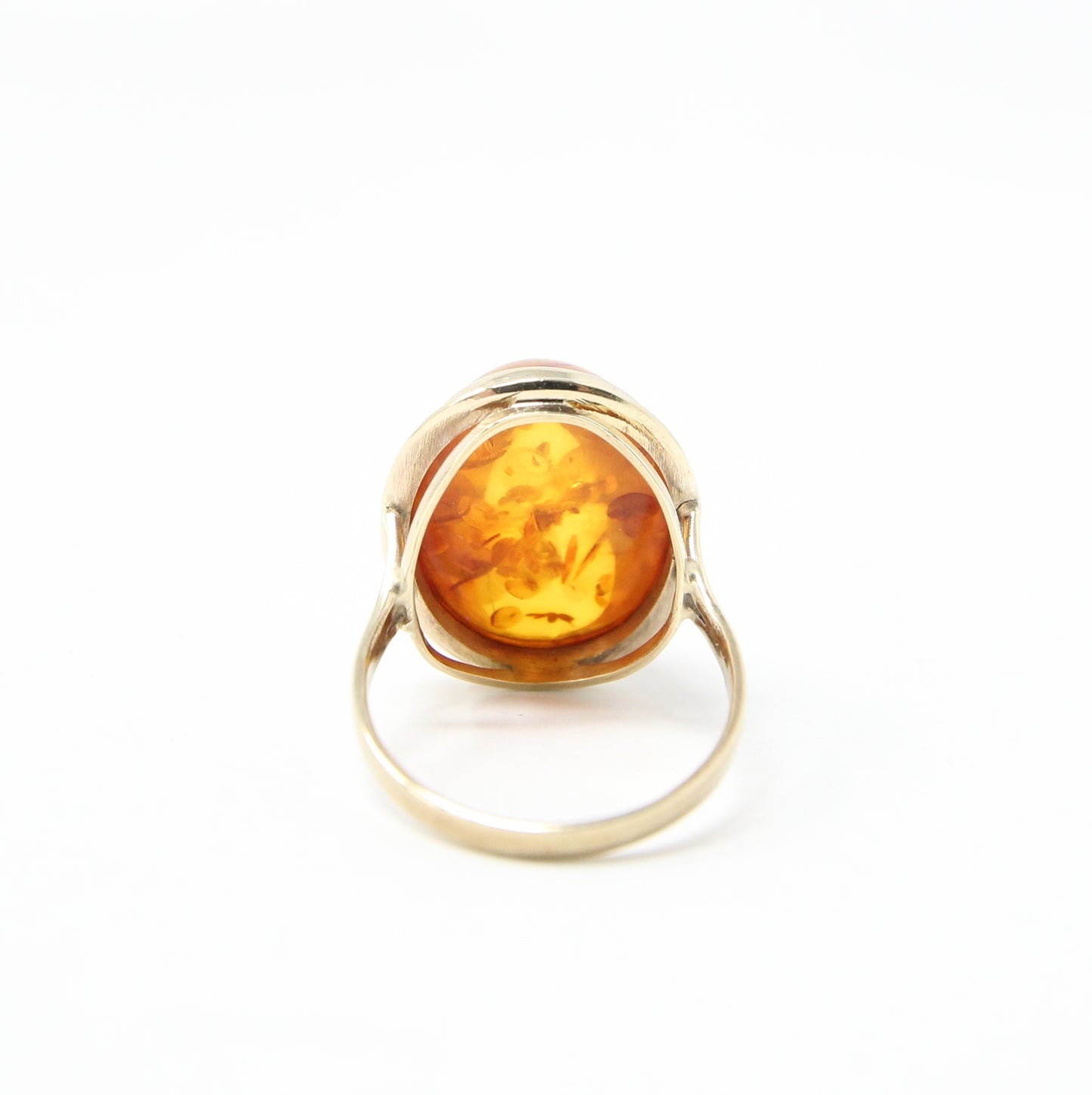 Vintage Handarben German HM Solid 8ct 8k 333 9ct Gold Baltic Amber Cocktail Ring Size L