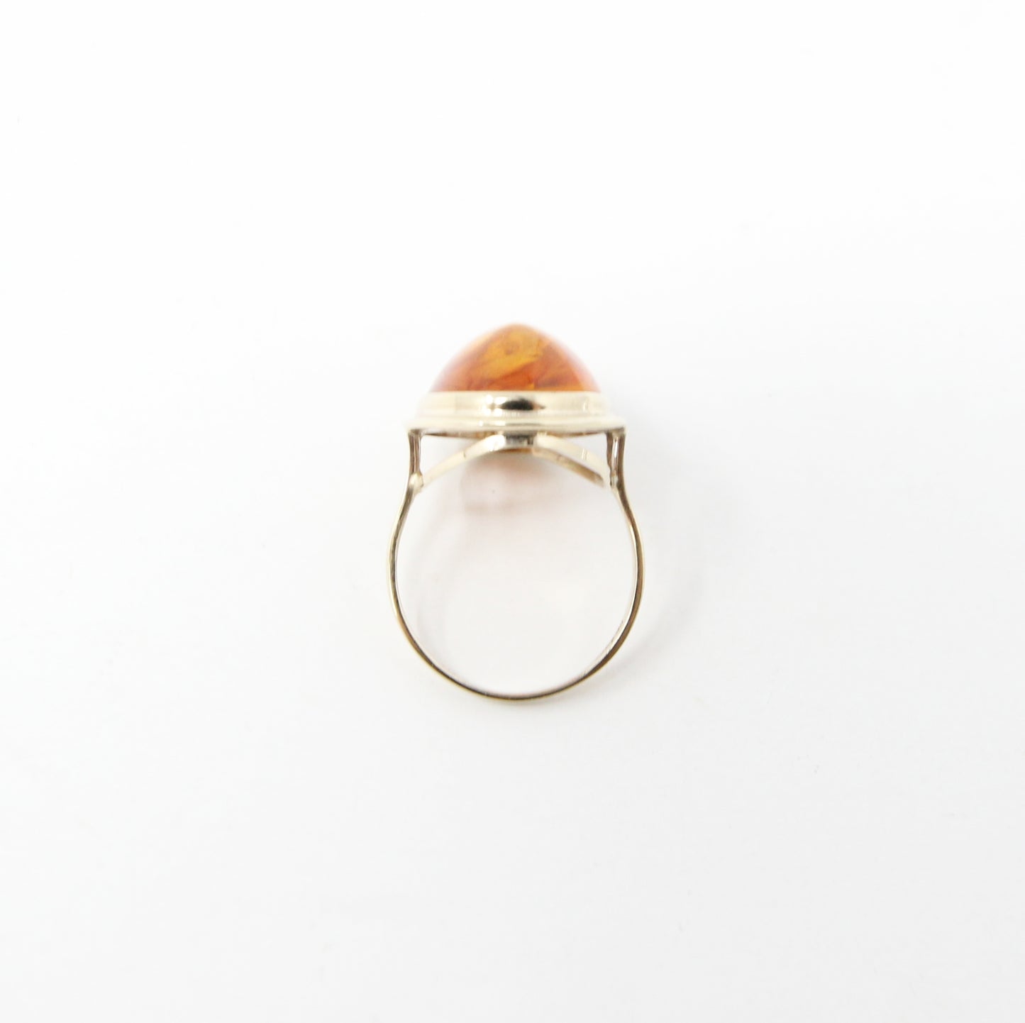 Vintage Handarben German HM Solid 8ct 8k 333 9ct Gold Baltic Amber Cocktail Ring Size L