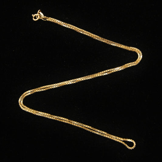 Vintage 1980's Italy Hallmarked Solid 18ct 18k Gold Box Chain Necklace 19.75''