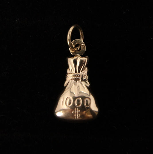 Vintage Hallmarked Solid 9ct Gold $1000 Swag Bag Sack Pendant