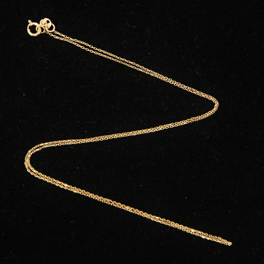 Vintage 1980's Hallmarked Solid 14ct 14k Gold Biker Cable Chain Necklace 17.5''