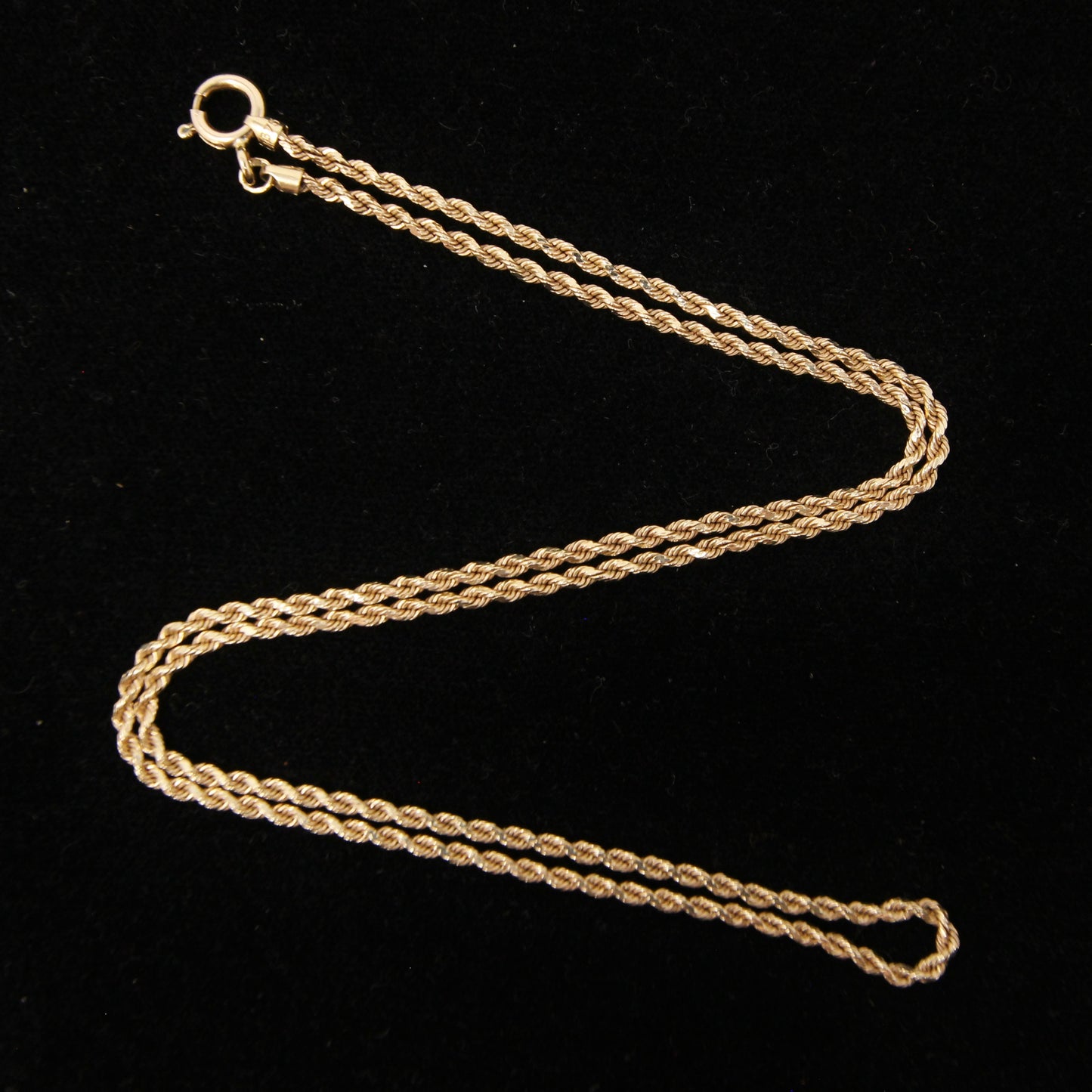 Vintage 1980's IBB Hallmarked Solid 9ct 9k Gold Facetted Rope Chain Necklace 18.25''