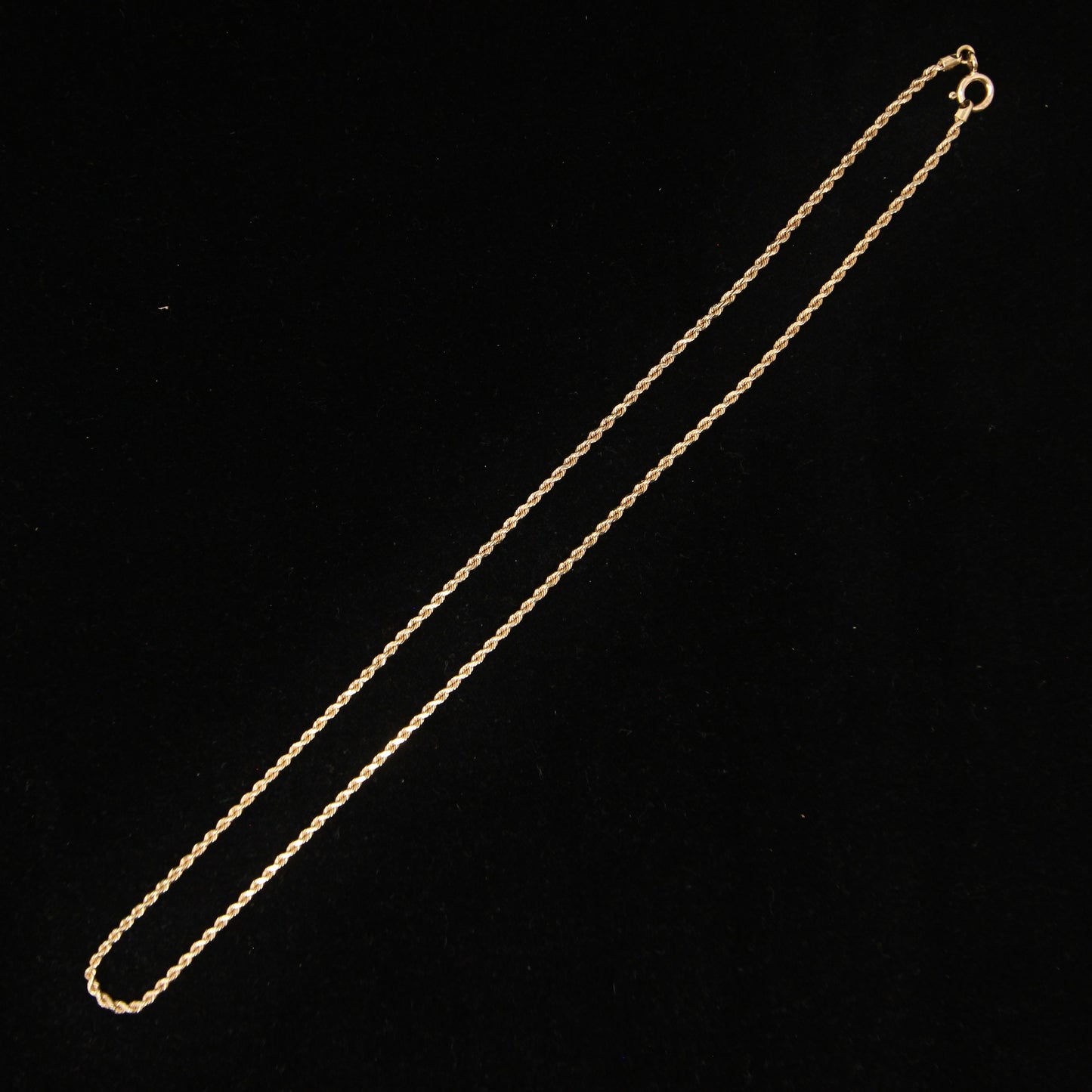 Vintage 1980's IBB Hallmarked Solid 9ct 9k Gold Facetted Rope Chain Necklace 18.25''