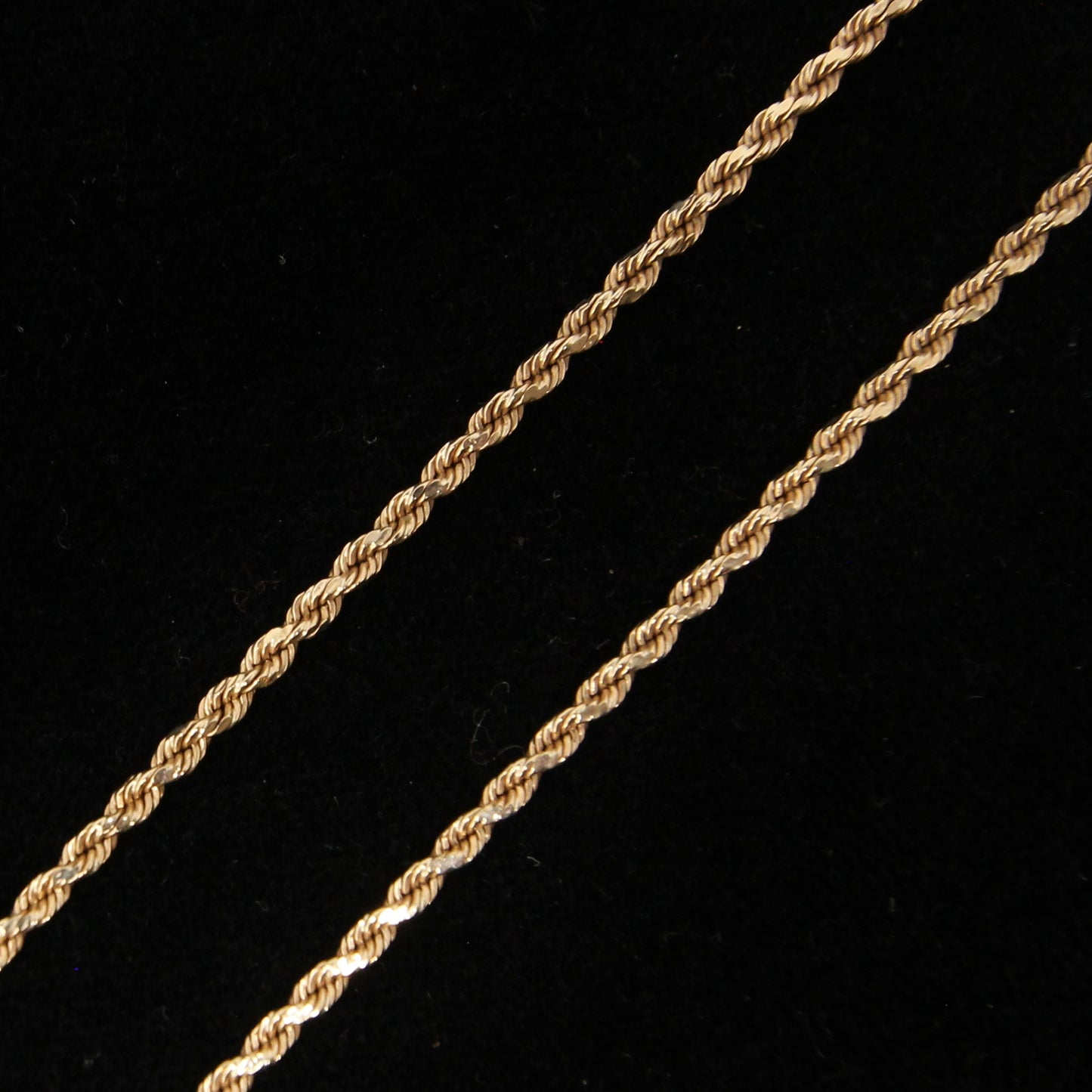 Vintage 1980's IBB Hallmarked Solid 9ct 9k Gold Facetted Rope Chain Necklace 18.25''