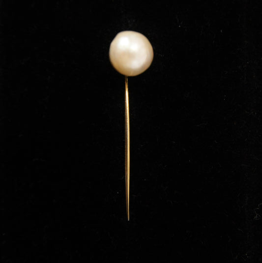 Antique Victorian Solid 18ct 18k Gold Large Baroque Sea Pearl Stick Pin Brooch