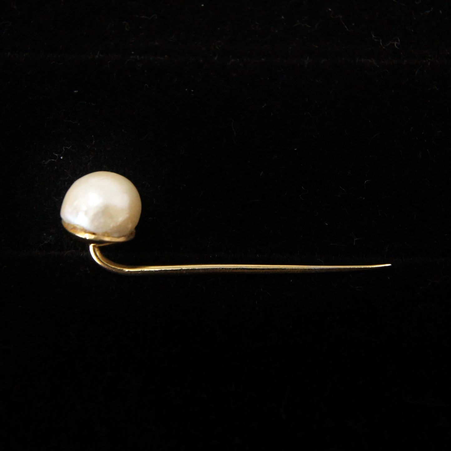 Antique Victorian Solid 18ct 18k Gold Large Baroque Sea Pearl Stick Pin Brooch