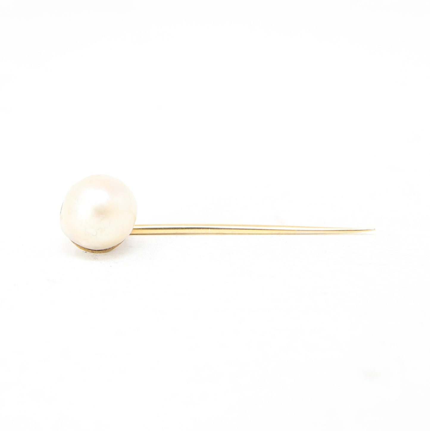 Antique Victorian Solid 18ct 18k Gold Large Baroque Sea Pearl Stick Pin Brooch