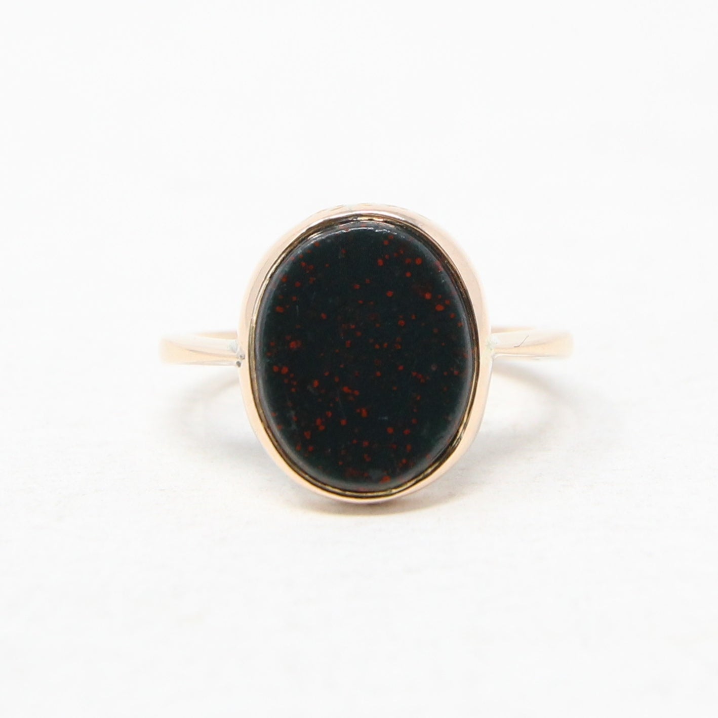 Antique Victorian Hallmarked Solid 18ct 18k Rose Gold Bloodstone Ring Size J Signet