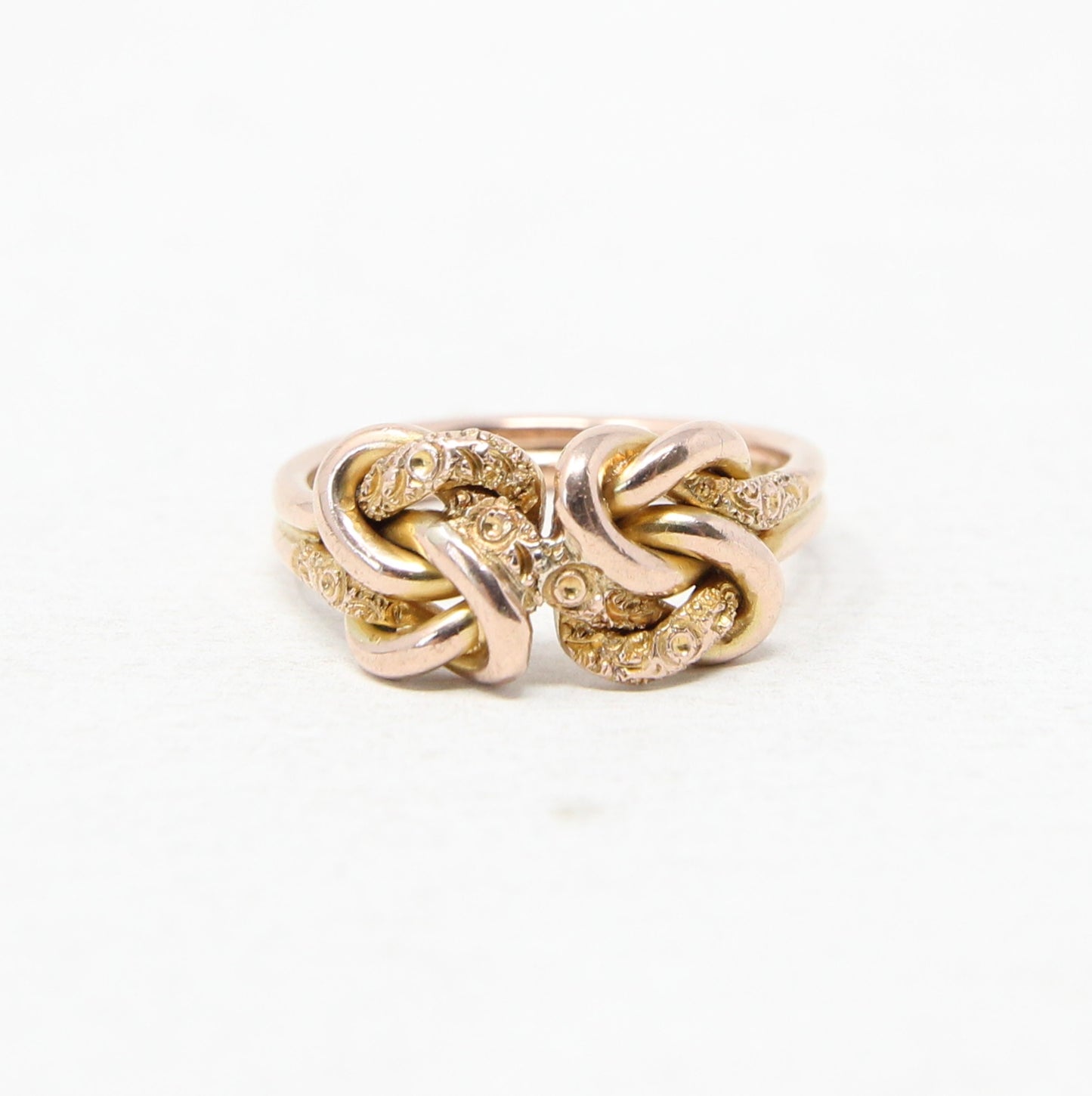 Antique Victorian 1874 Hallmarked Solid 9ct 9k Gold Double Lovers Knot Ring Size O