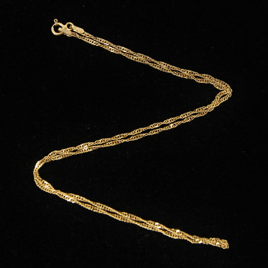 Vintage IBB 1989 Hallmarked Solid 9ct 9k Gold Singapore Curb Chain Necklace 15.75''