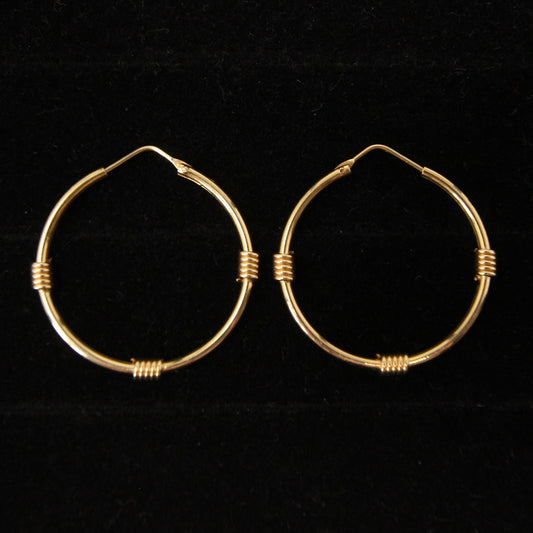 Vintage Hallmarked Solid 18ct 18k Solid Gold Large Gypsy Hoop Earrings