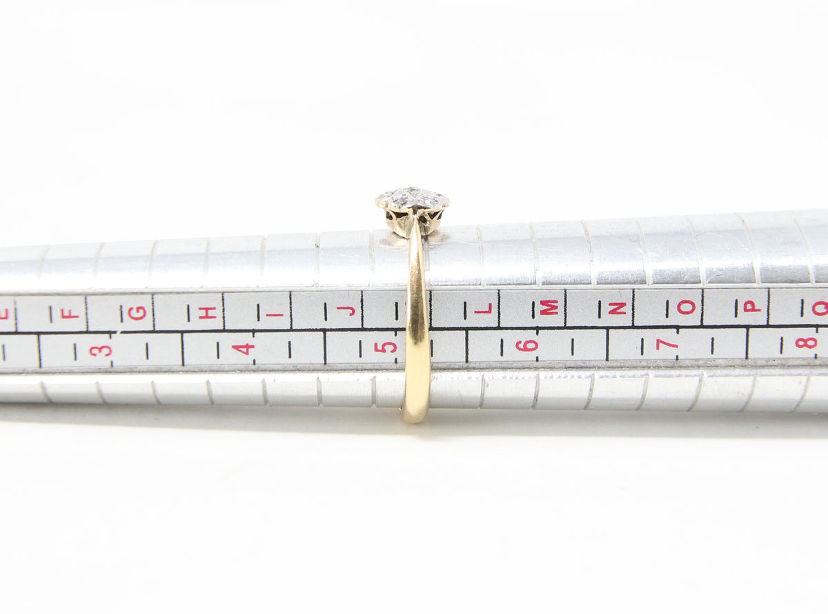Antique Edwardian Hallmarked Solid 18ct 18k Gold Old Cut Diamond Star Daisy Ring Size K