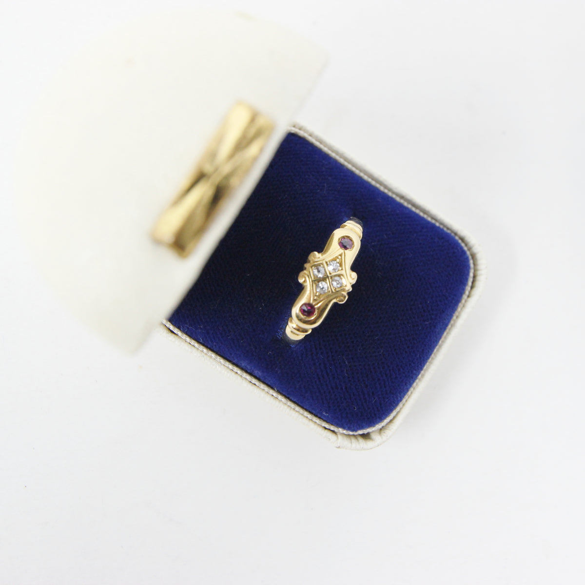 Antique Edwardian Hallmarked Solid 18ct 18k Gold Old Cut Diamond Ruby Ring Size Q