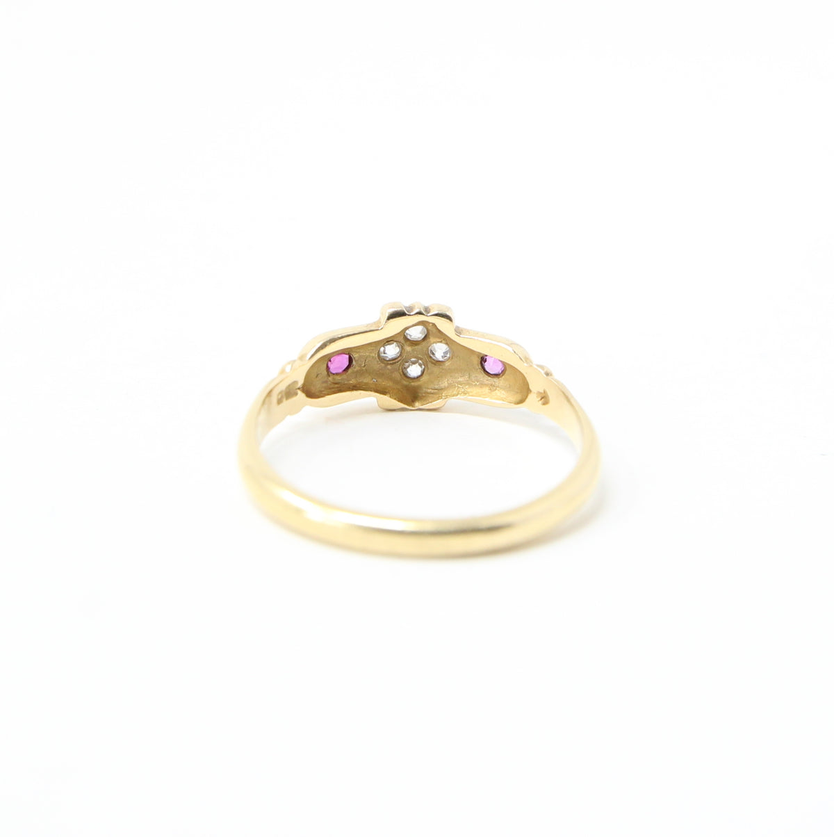 Antique Edwardian Hallmarked Solid 18ct 18k Gold Old Cut Diamond Ruby Ring Size Q