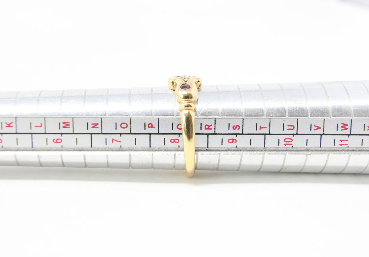 Antique Edwardian Hallmarked Solid 18ct 18k Gold Old Cut Diamond Ruby Ring Size Q