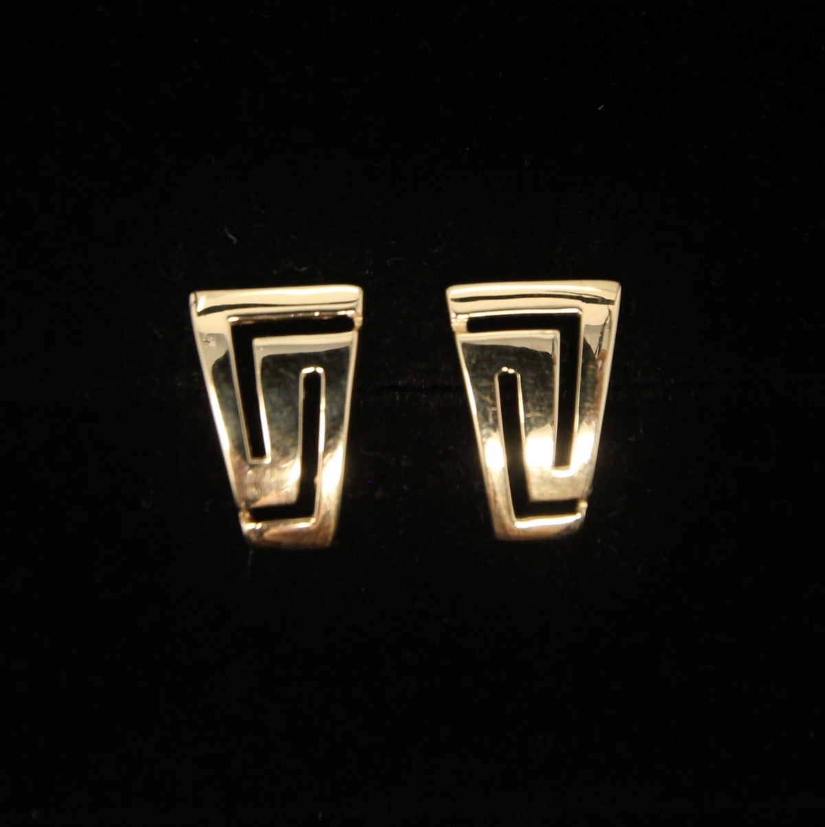 Vintage Greek Hallmarked Solid 14ct 14k Gold 585 Large Key Stud Earrings 3.15g