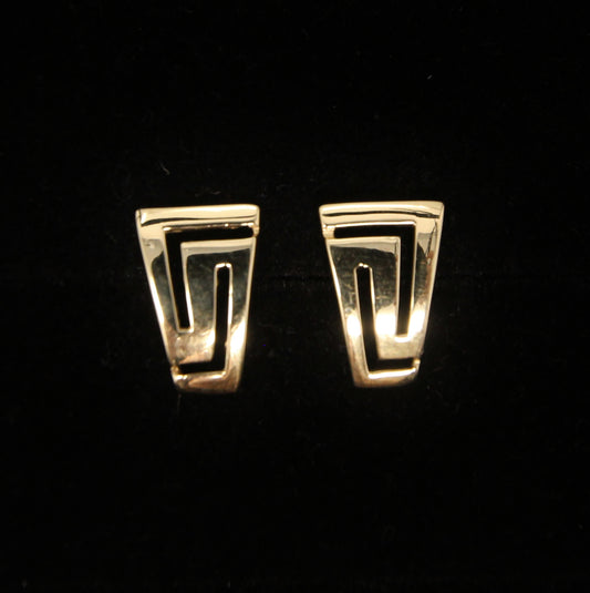 Vintage Greek Hallmarked Solid 14ct 14k Gold 585 Large Key Stud Earrings 3.15g