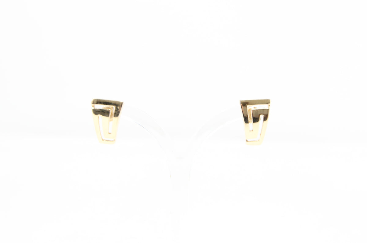 Vintage Greek Hallmarked Solid 14ct 14k Gold 585 Large Key Stud Earrings 3.15g
