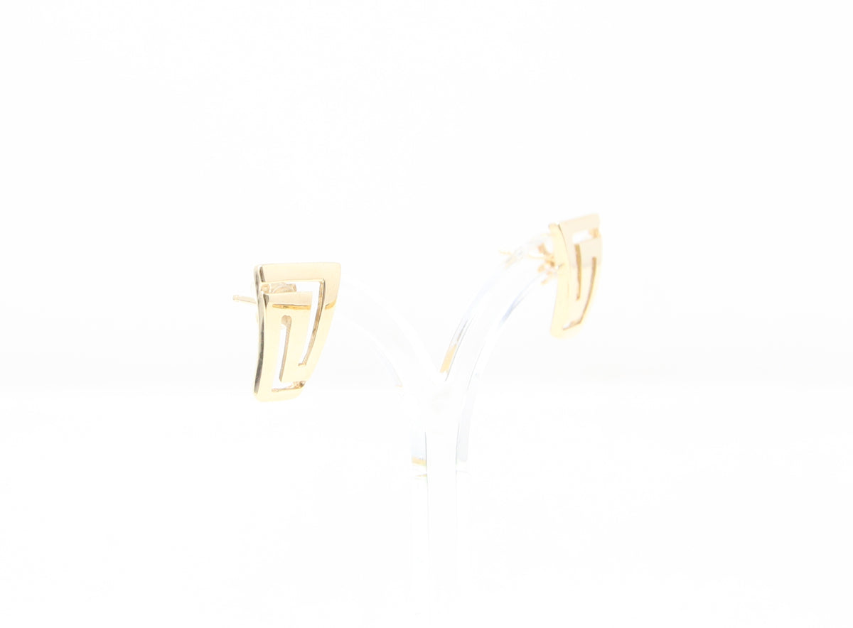 Vintage Greek Hallmarked Solid 14ct 14k Gold 585 Large Key Stud Earrings 3.15g