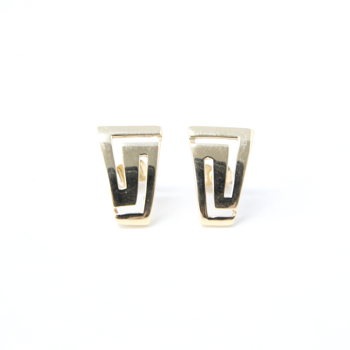 Vintage Greek Hallmarked Solid 14ct 14k Gold 585 Large Key Stud Earrings 3.15g