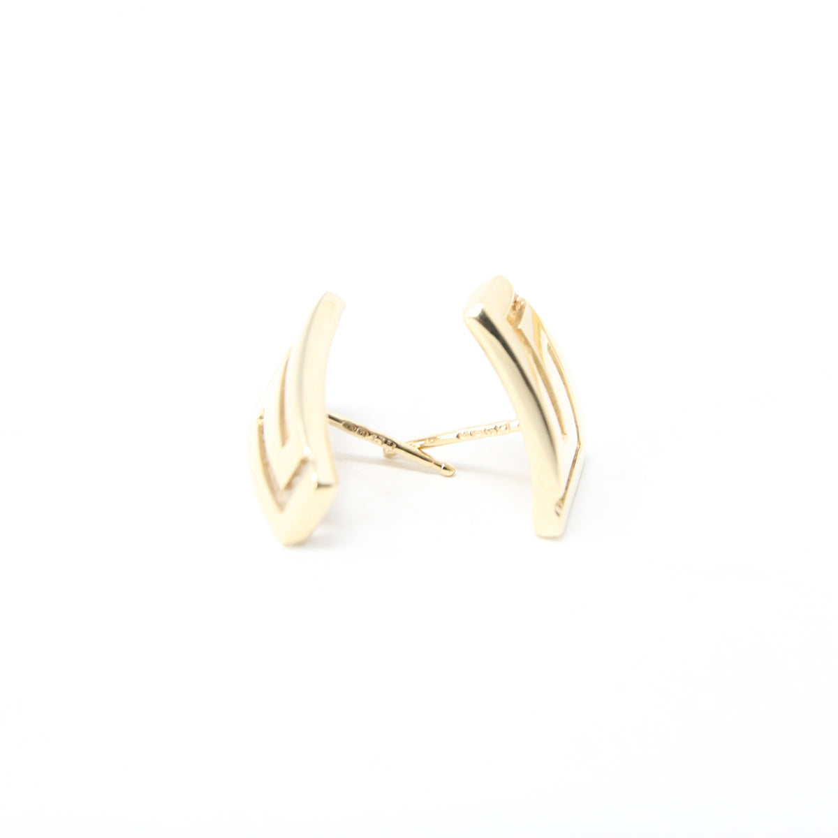 Vintage Greek Hallmarked Solid 14ct 14k Gold 585 Large Key Stud Earrings 3.15g