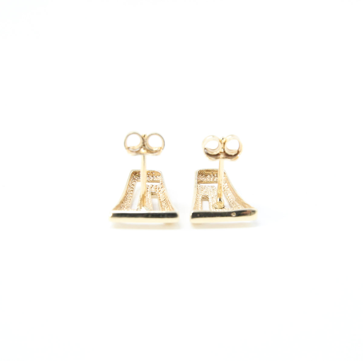 Vintage Greek Hallmarked Solid 14ct 14k Gold 585 Large Key Stud Earrings 3.15g