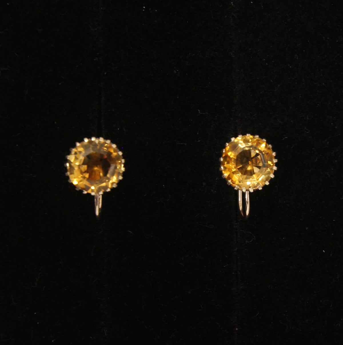 Antique Victorian Hallmarked Solid 9ct 9k Gold 4Ct Citrine Solitaire Screw Back Earrings