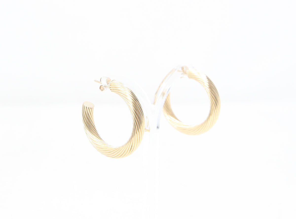 Vintage 1991 Hallmarked Solid 9ct 9k Gold Large Twisted Hoop Stud Earrings 4.4g