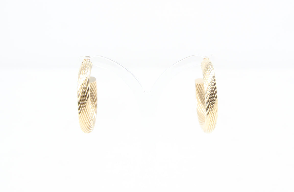 Vintage 1991 Hallmarked Solid 9ct 9k Gold Large Twisted Hoop Stud Earrings 4.4g