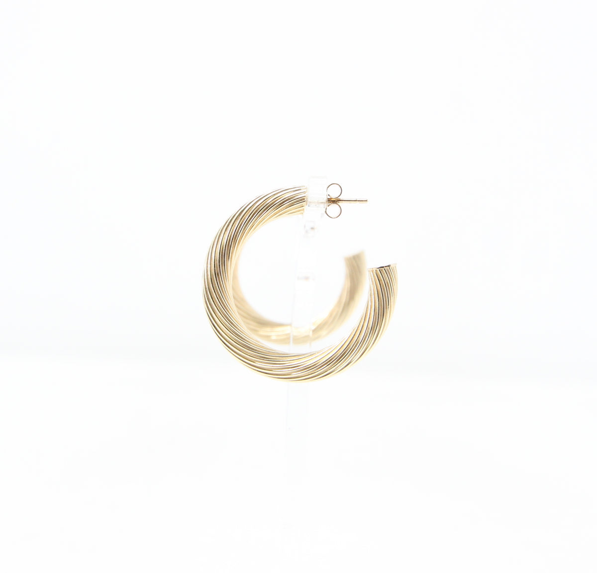 Vintage 1991 Hallmarked Solid 9ct 9k Gold Large Twisted Hoop Stud Earrings 4.4g