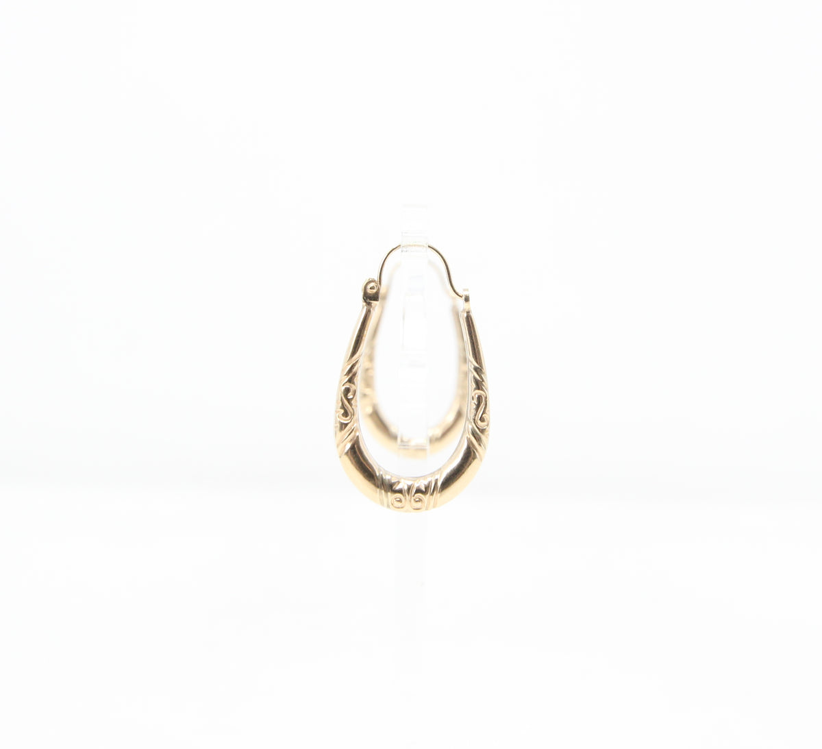 Vintage 1990's Hallmarked Solid 9ct 9k Gold Oval Creole Hoop Earrings Hoops