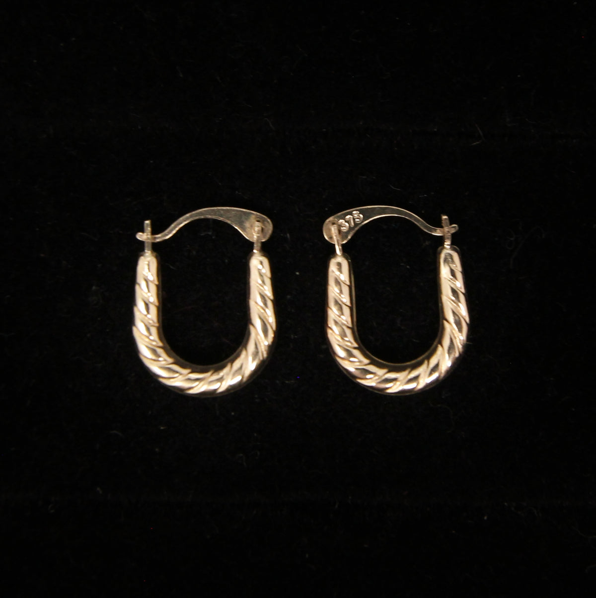 Vintage Hallmarked Solid 9ct 9k Gold Mini Criossant Hoop Huggie Earrings Hoops