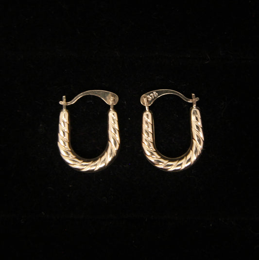 Vintage Hallmarked Solid 9ct 9k Gold Mini Criossant Hoop Huggie Earrings Hoops
