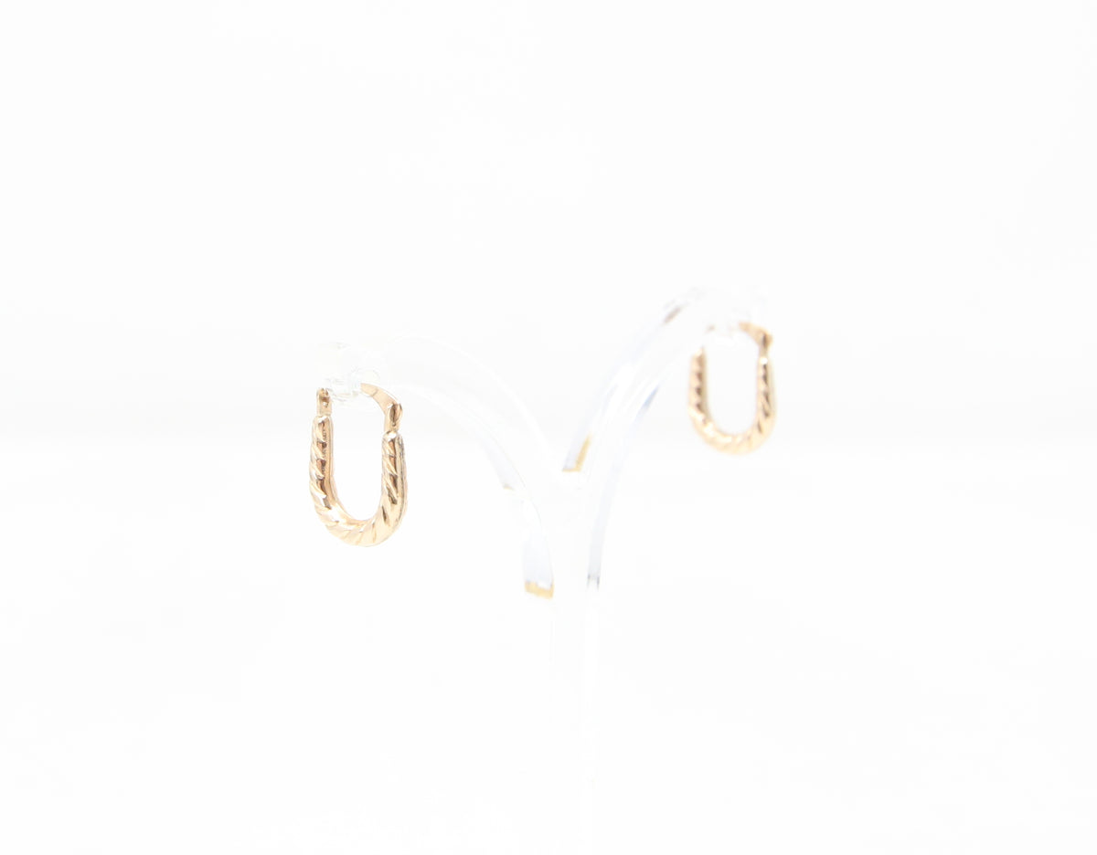 Vintage Hallmarked Solid 9ct 9k Gold Mini Criossant Hoop Huggie Earrings Hoops