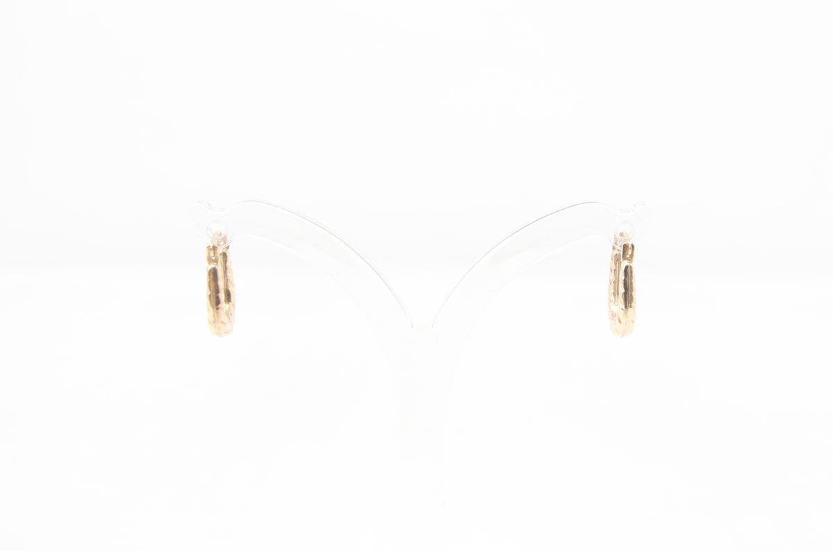 Vintage Hallmarked Solid 9ct 9k Gold Mini Criossant Hoop Huggie Earrings Hoops