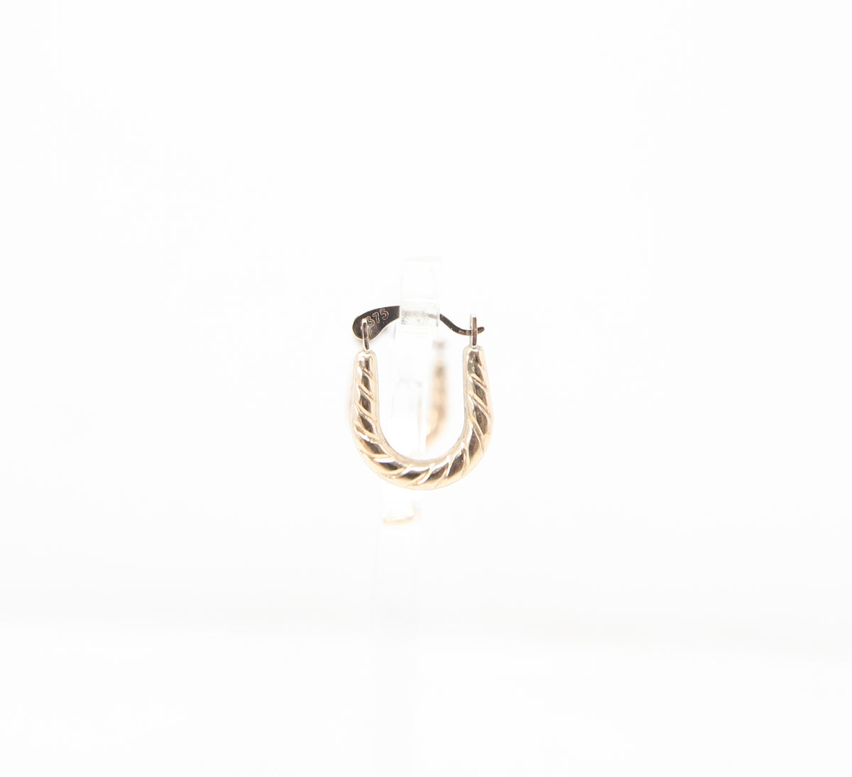 Vintage Hallmarked Solid 9ct 9k Gold Mini Criossant Hoop Huggie Earrings Hoops