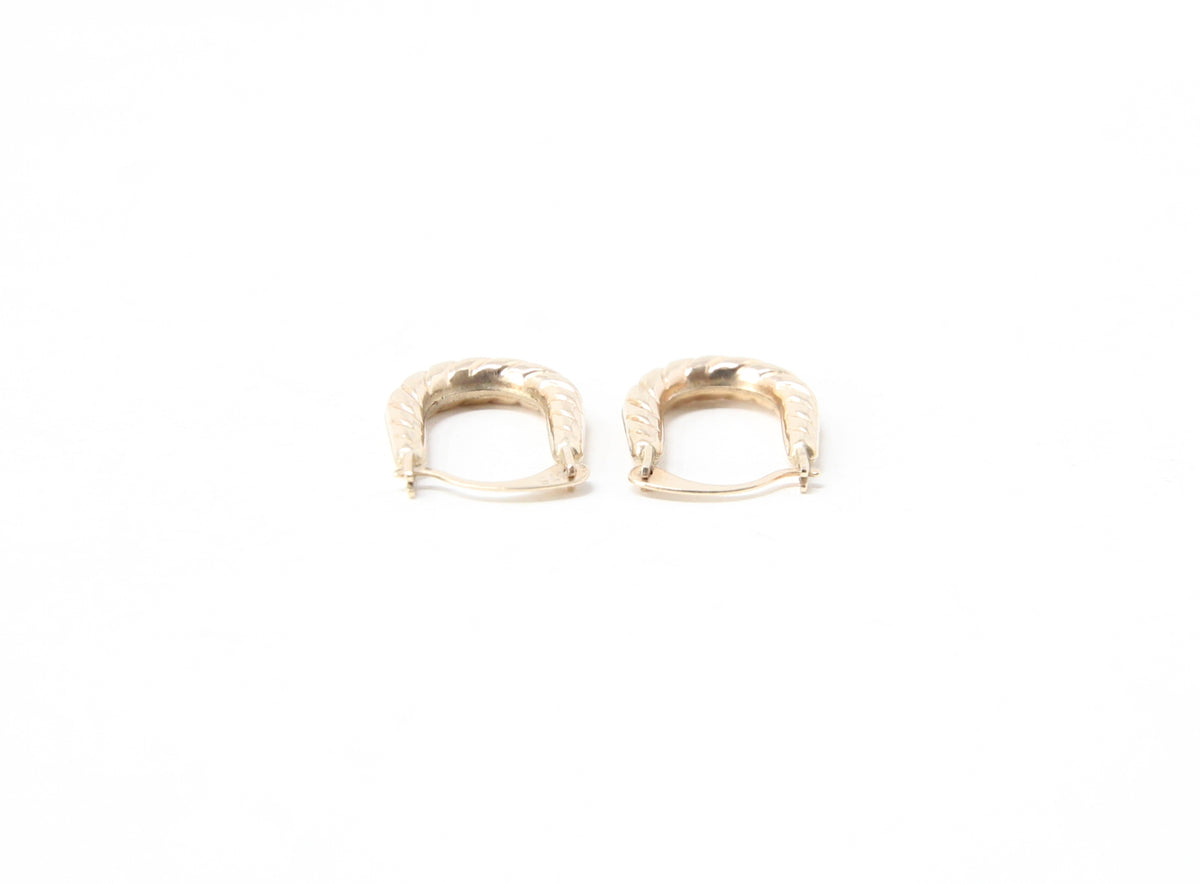 Vintage Hallmarked Solid 9ct 9k Gold Mini Criossant Hoop Huggie Earrings Hoops