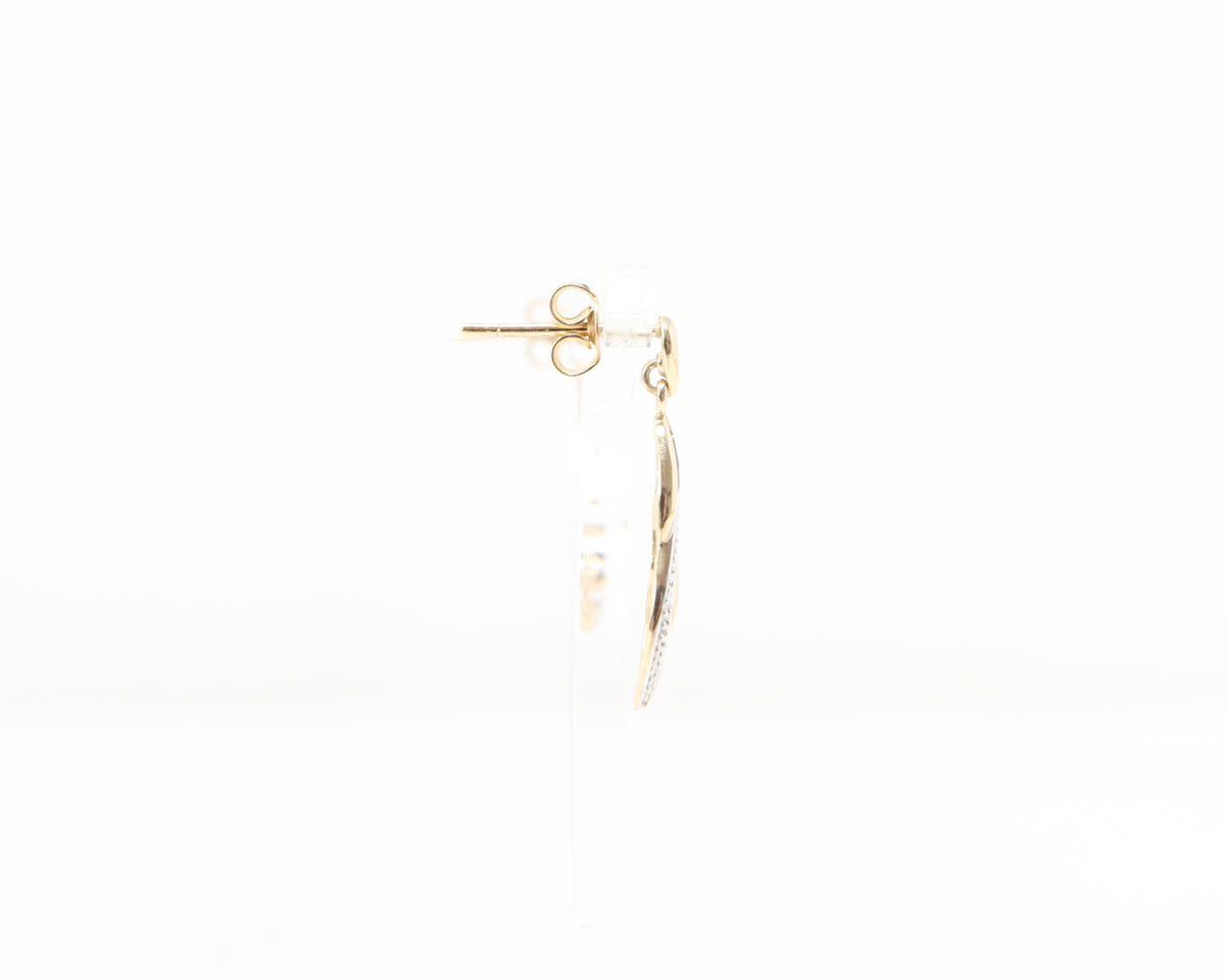 Vintage Hallmarked Solid 9ct 9k Gold Diamond Infinity Drop Stud Earrings
