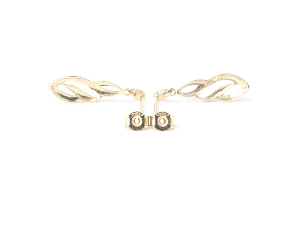 Vintage Hallmarked Solid 9ct 9k Gold Diamond Infinity Drop Stud Earrings