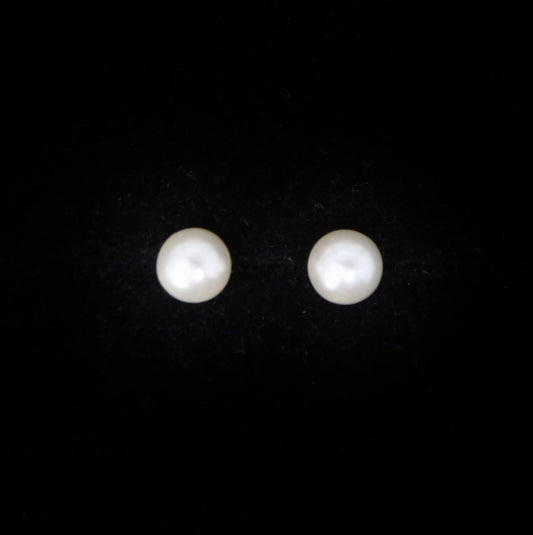 Vintage 1990's Elizabeth Duke Solid 9ct 9k Gold 6mm Pearl Stud Earrings in Box Argos