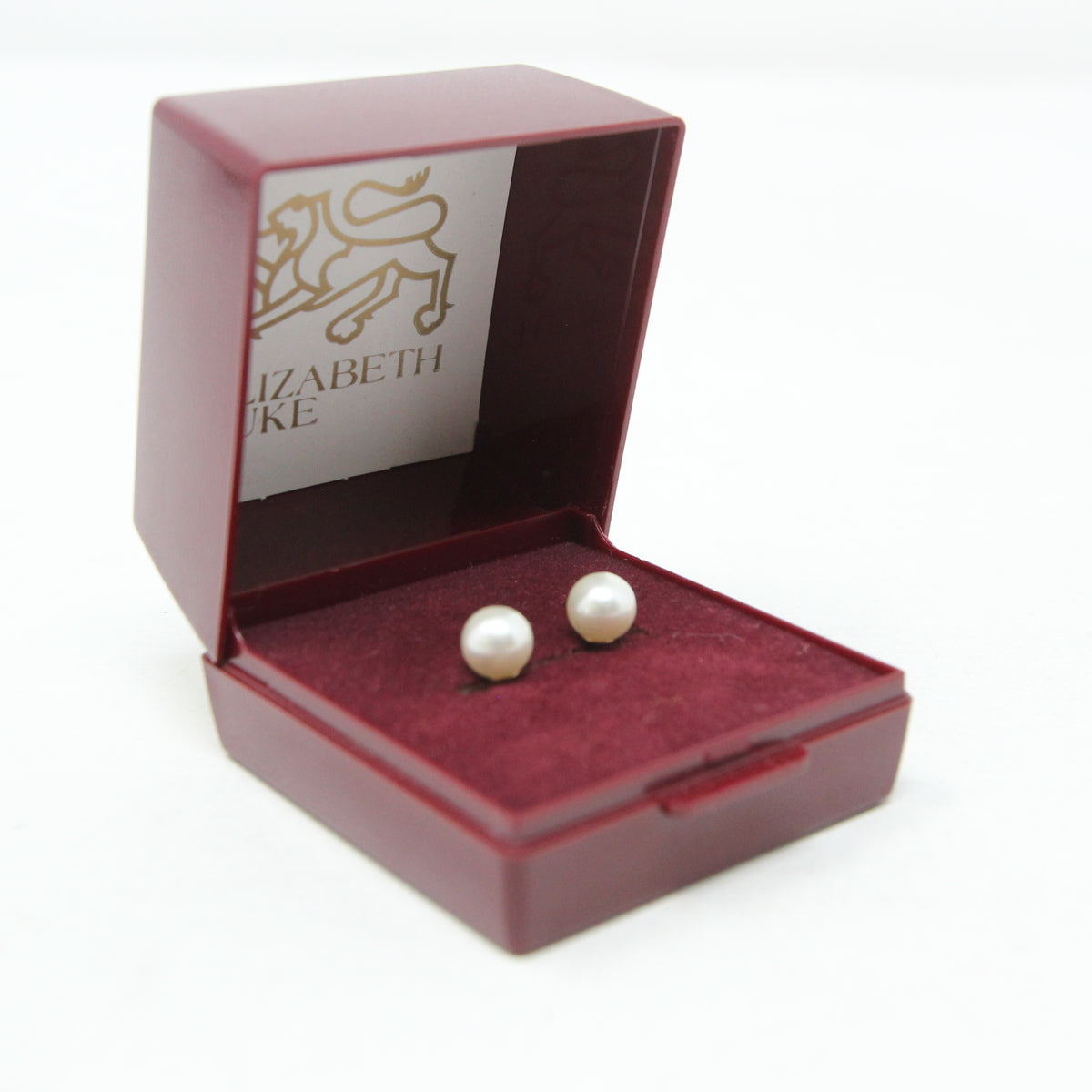 Vintage 1990's Elizabeth Duke Solid 9ct 9k Gold 6mm Pearl Stud Earrings in Box Argos