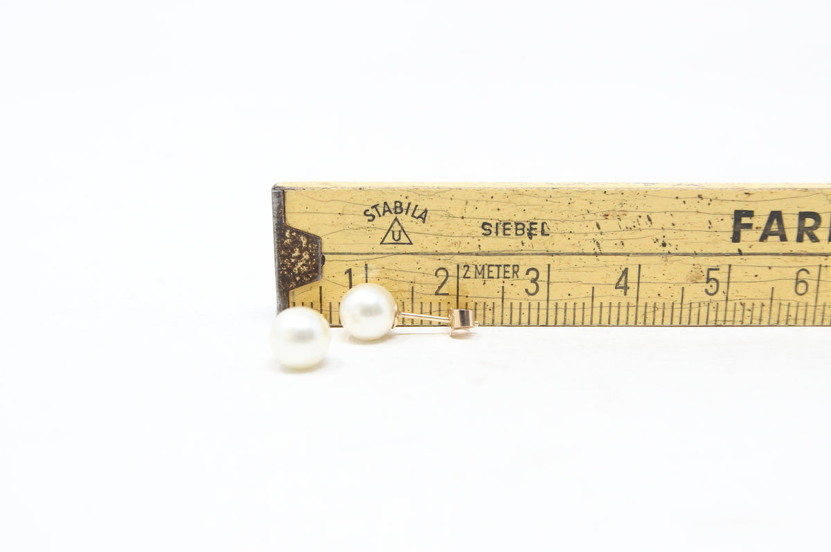 Vintage 1990's Elizabeth Duke Solid 9ct 9k Gold 6mm Pearl Stud Earrings in Box Argos