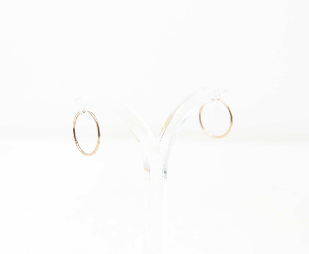 Vintage 1977 Hallmarked Solid 9ct 9k Gold Small Plain Sleeper Hoop Earrings 13mm