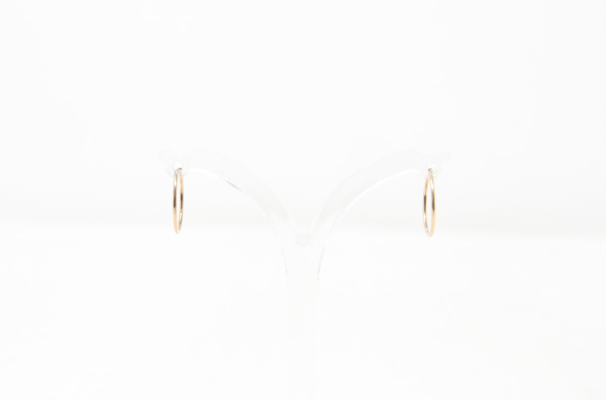 Vintage 1977 Hallmarked Solid 9ct 9k Gold Small Plain Sleeper Hoop Earrings 13mm